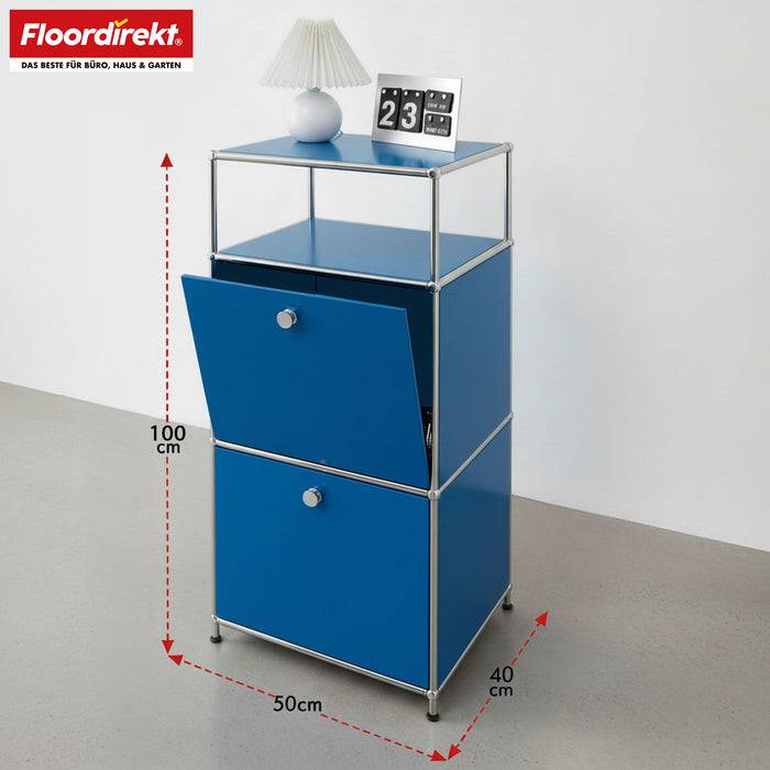 FLOORDIREKT Metallregal Concept Epure MK-120 - Beistell- & Aufbewahrungsregal mit verschließbaren Fächern - Vielseitig einsetzbar - Blau