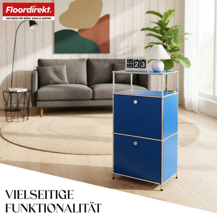 FLOORDIREKT Metallregal Concept Epure MK-120 - Beistell- & Aufbewahrungsregal mit verschließbaren Fächern - Vielseitig einsetzbar - Blau