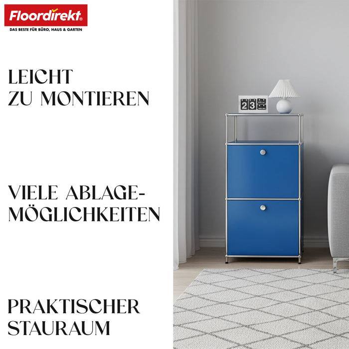 FLOORDIREKT Metallregal Concept Epure MK-120 - Beistell- & Aufbewahrungsregal mit verschließbaren Fächern - Vielseitig einsetzbar - Blau