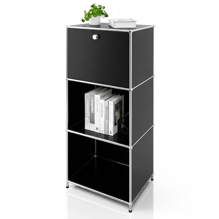 FLOORDIREKT Metallregal Concept Epure MK-107 - Beistell- & Aufbewahrungsregal mit verschließbaren Fächern - Vielseitig einsetzbar - Schwarz