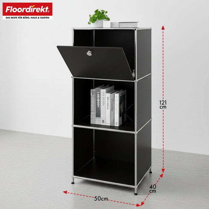 FLOORDIREKT Metallregal Concept Epure MK-107 - Beistell- & Aufbewahrungsregal mit verschließbaren Fächern - Vielseitig einsetzbar - Schwarz