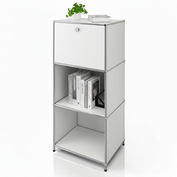 FLOORDIREKT Metallregal Concept Epure MK-107 - Beistell- & Aufbewahrungsregal mit verschließbaren Fächern - Vielseitig einsetzbar - Weiß