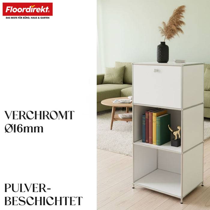 FLOORDIREKT Metallregal Concept Epure MK-107 - Beistell- & Aufbewahrungsregal mit verschließbaren Fächern - Vielseitig einsetzbar - Weiß
