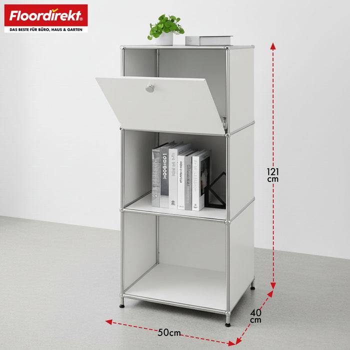 FLOORDIREKT Metallregal Concept Epure MK-107 - Beistell- & Aufbewahrungsregal mit verschließbaren Fächern - Vielseitig einsetzbar - Weiß