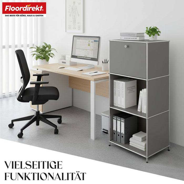 FLOORDIREKT Metallregal Concept Epure MK-107 - Beistell- & Aufbewahrungsregal mit verschließbaren Fächern - Vielseitig einsetzbar - Grau