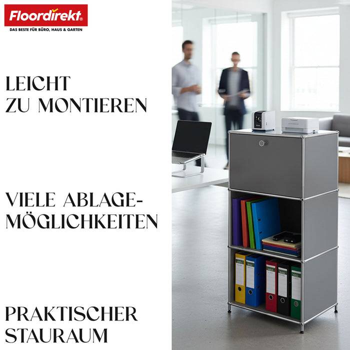 FLOORDIREKT Metallregal Concept Epure MK-107 - Beistell- & Aufbewahrungsregal mit verschließbaren Fächern - Vielseitig einsetzbar - Grau