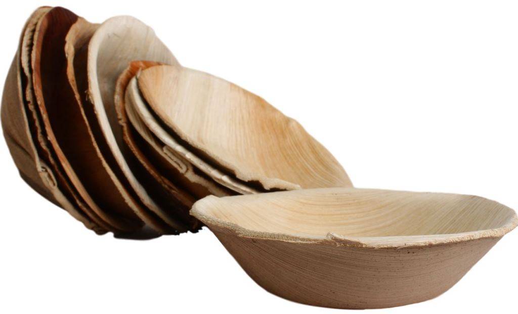 100x Runde Schale aus Palmblatt Größe 12,5 cm