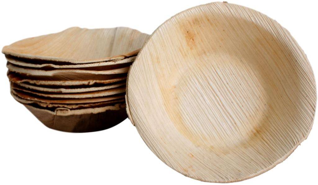 50x Runde Schale aus Palmblatt Größe 12,5 cm