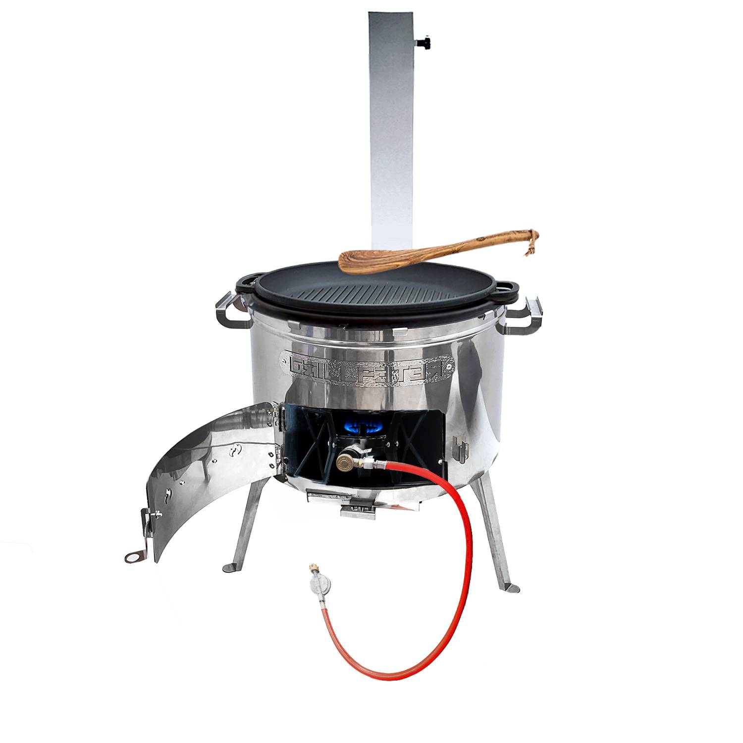 Utschak Set MultiFlame mit Holz und Gas befeuerbar mit Kazan 12L Grilldeckel