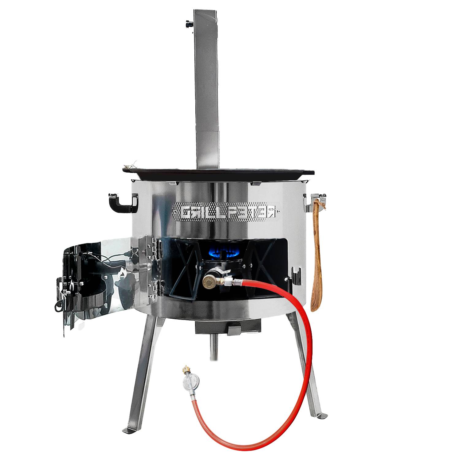 Utschak Set MultiFlame mit Holz und Gas befeuerbar mit Kazan 12L Grilldeckel