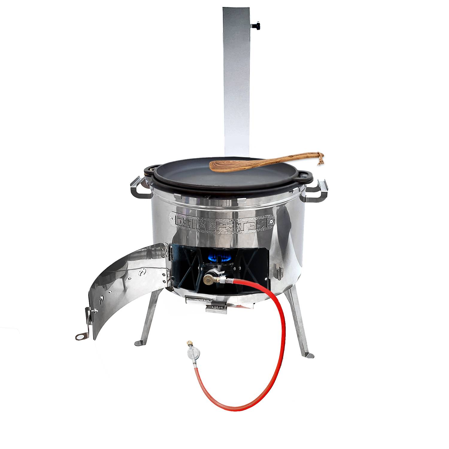 Utschak Set MultiFlame mit Holz und Gas befeuerbar mit Kazan 12L Pfanne-Deckel