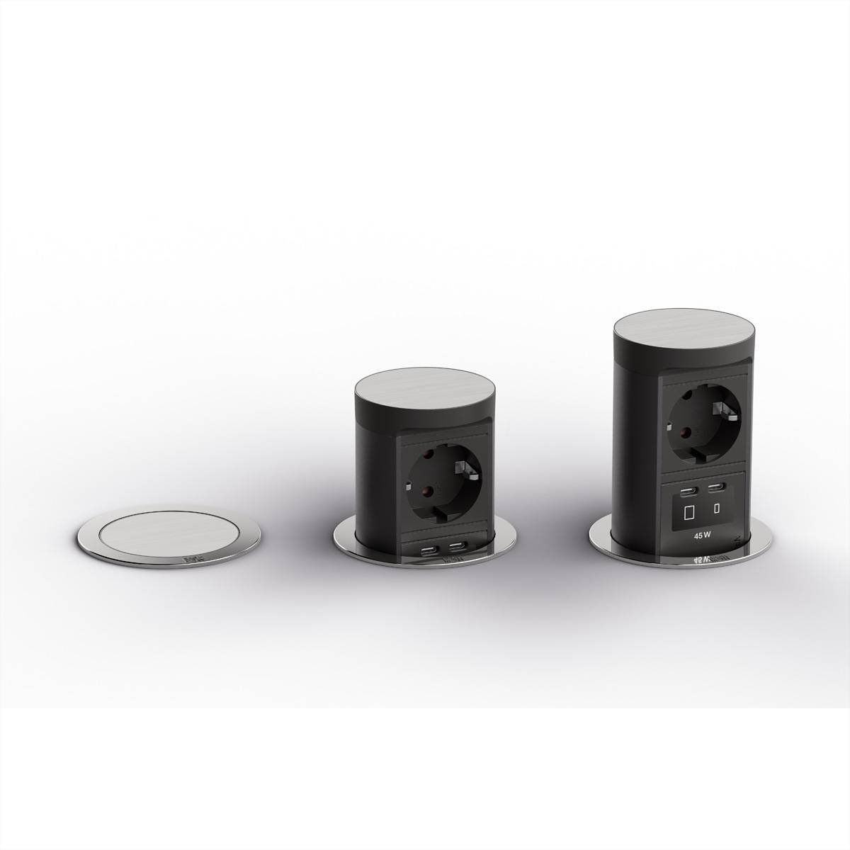 BACHMANN ELEVATOR2 1xCEE7/3 1xUSB C/C45W, Edelstahl-Optik 2,0 m AEH