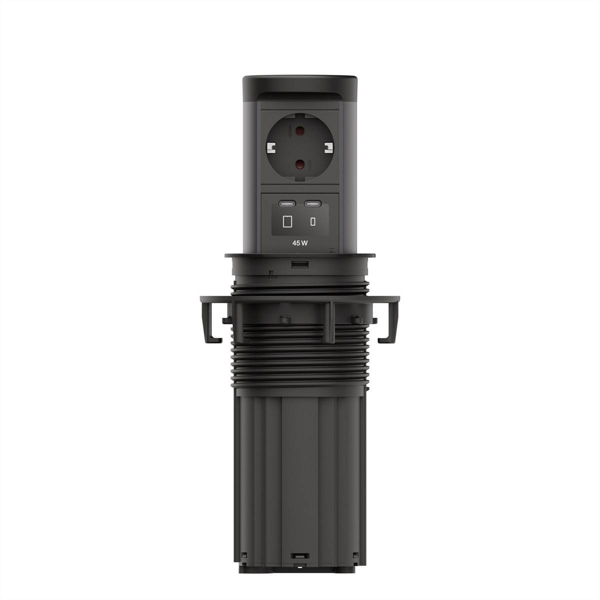 BACHMANN ELEVATOR2 1xCEE7/3, 1xUSB C/C 45W RAL9005 2,0 m AEH