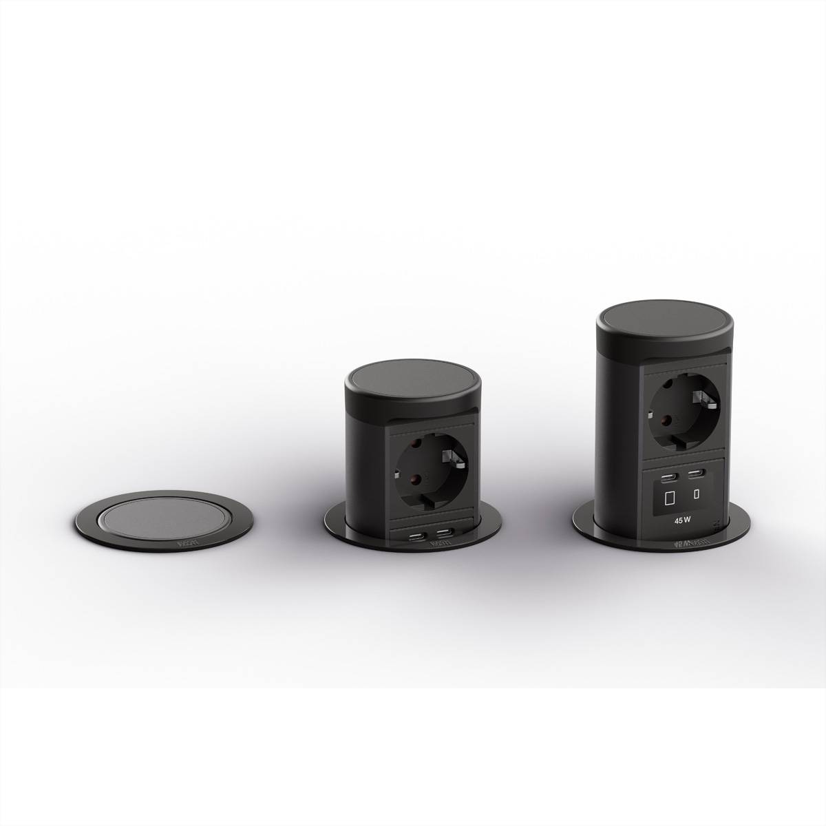 BACHMANN ELEVATOR2 1xCEE7/3, 1xUSB C/C 45W RAL9005 2,0 m AEH