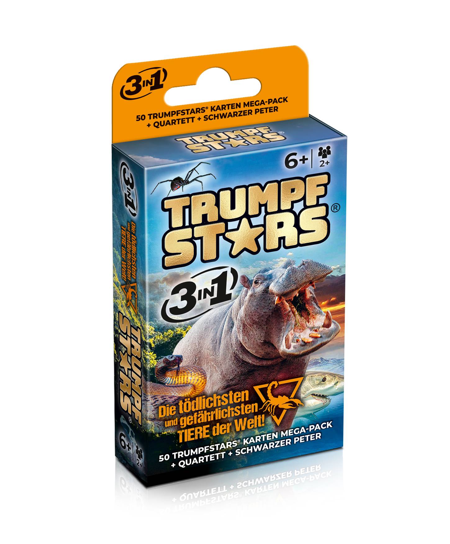 Kartenspiel Trumpfstars Die tödlichsten und gefährlichsten Tiere der Welt 3 in 1 Quartettspiel ab 6 Jahren