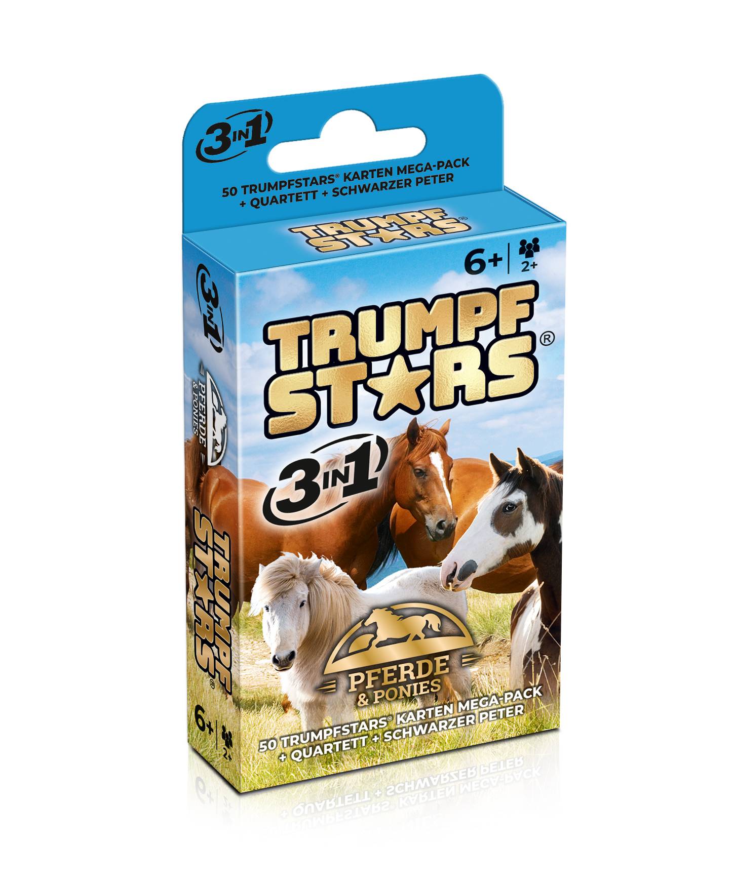 Kartenspiel Trumpfstars Pferde und Ponys 3 in 1 Quartettspiel ab 6 Jahren für 2+ Spieler