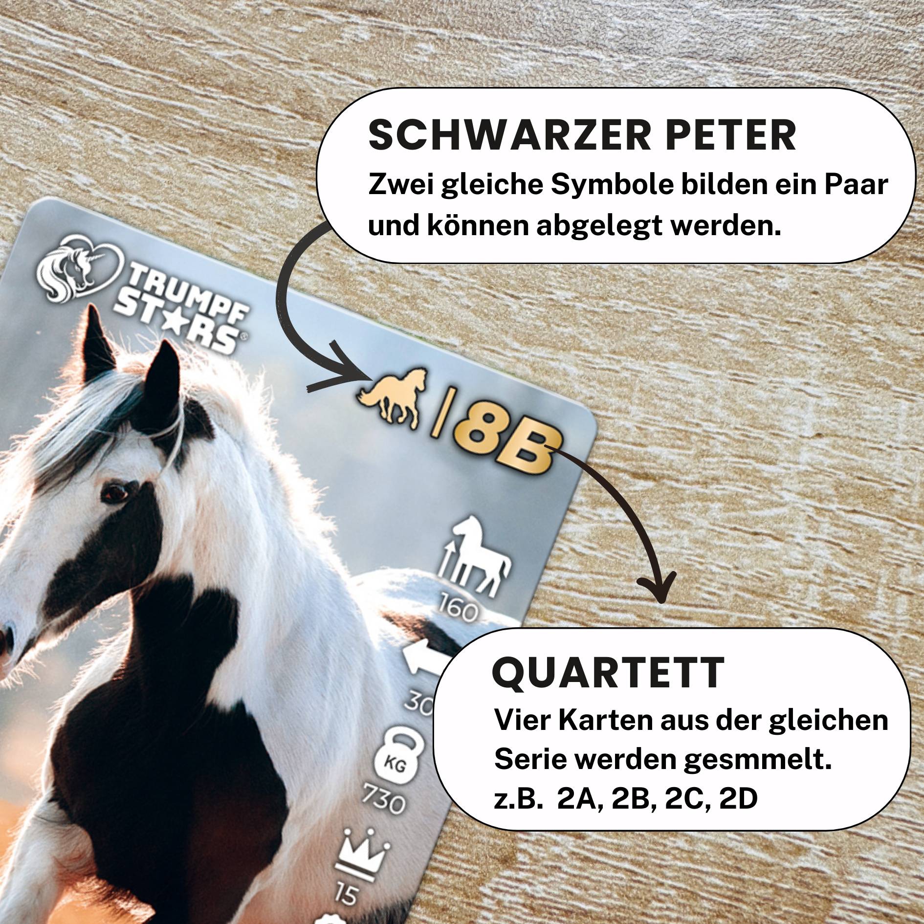Kartenspiel Trumpfstars Pferde und Ponys 3 in 1 Quartettspiel ab 6 Jahren für 2+ Spieler