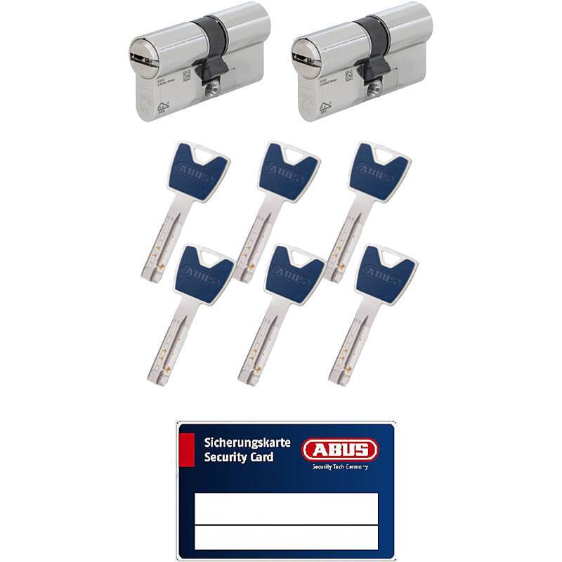 2er Abus EC880 Profilzylinder 40/40 gl. - 6 Schl., Sicherheitslevel:HOCH | EC880 Profildoppelzylinder | Maße (Außen/Inn