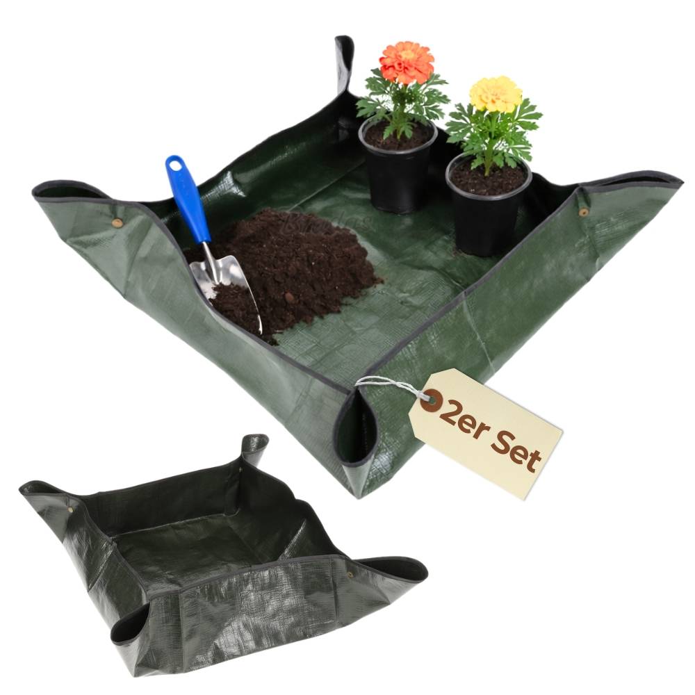2er Set Pflanzen Umtopfmatte Wasserdicht Pflanzunterlage Faltbar Pflanzenmatte Pflanzwanne Pflanzen Zubehör Tragbare Gartenmatte Umpflanzmatte