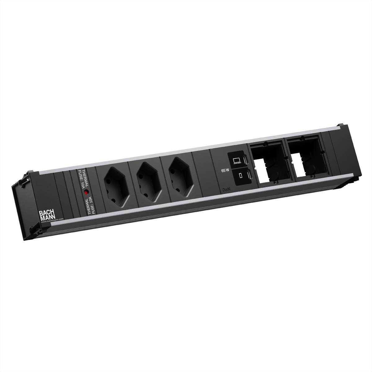 BACHMANN CONI L 3xCH 0° 1xUSB C/C 65W, 2xCM L=0,2m