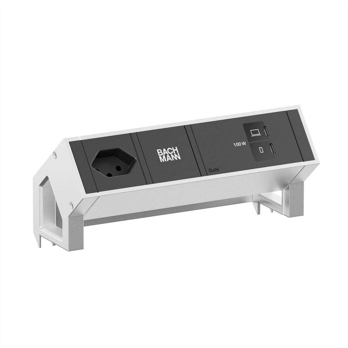 BACHMANN DESK2 1xCH 90° 1xUSB C/C 100W, L=0,2m INOX