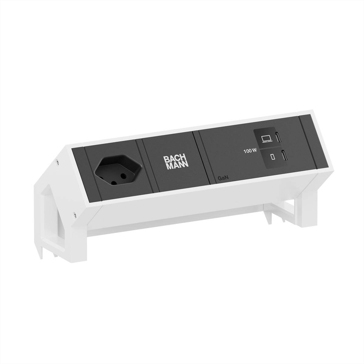 BACHMANN DESK2 1xCH 90° 1xUSB C/C 100W, L=0,2m RAL9010