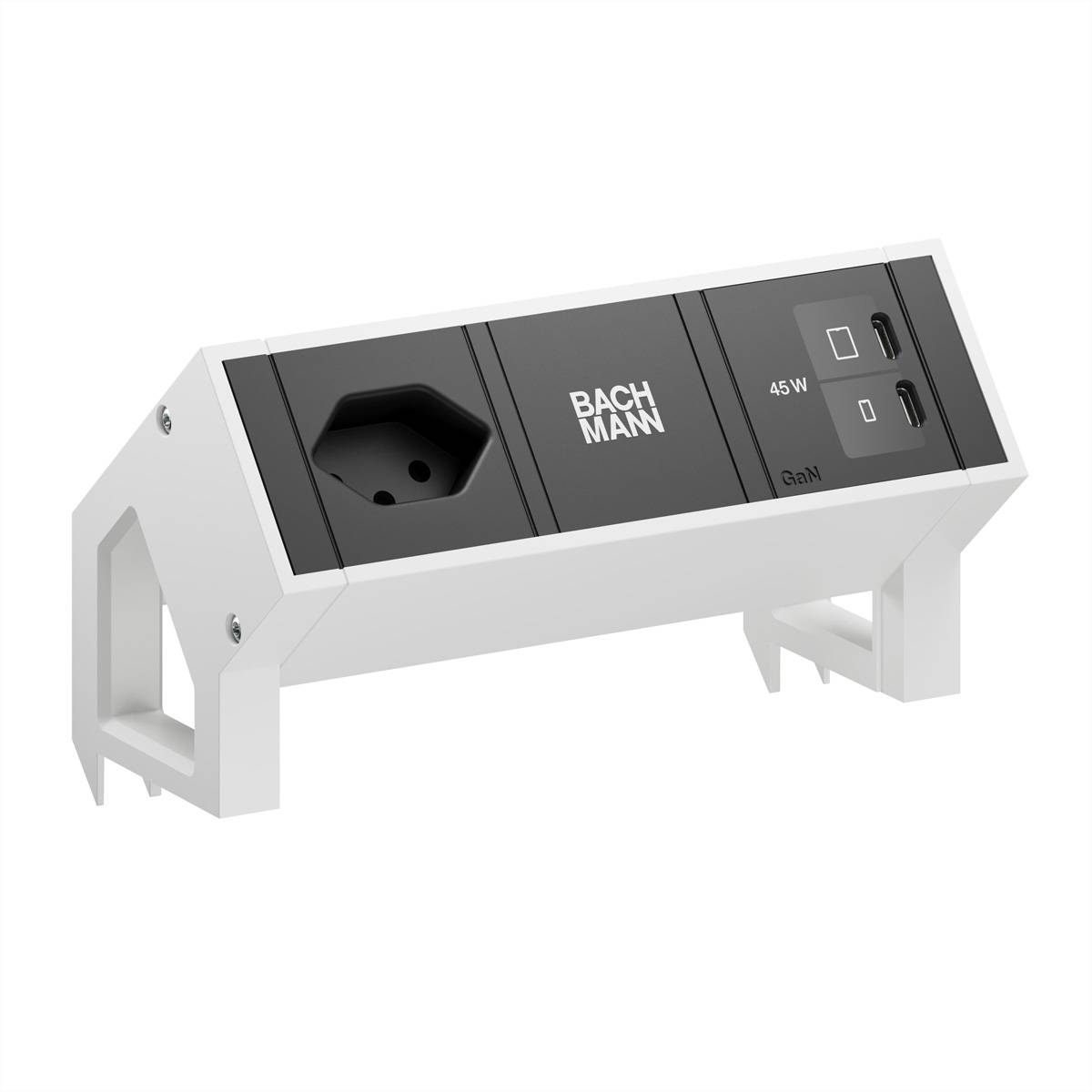 BACHMANN DESK2 1xCH 90° 1xUSB C/C 45W, L=0,2m RAL9010
