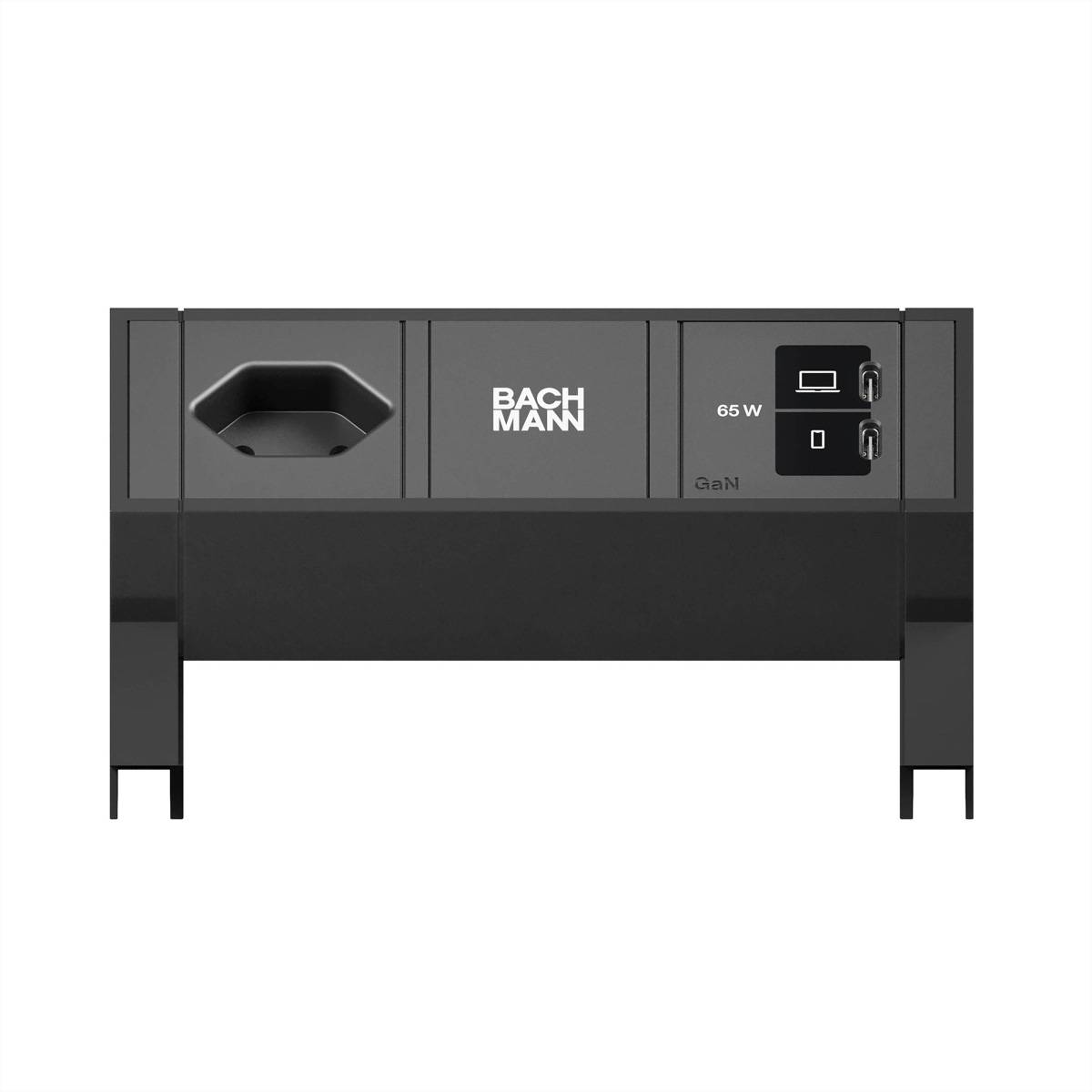 BACHMANN DESK2 1xCH 90° 1xUSB C/C 65W, L=0,2m RAL9005