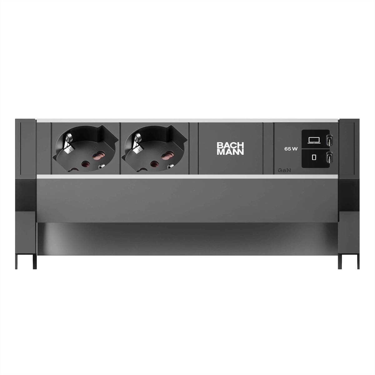 BACHMANN DESK2 ALU BLACK 2xP40, 1xUSB C/C 65W L=0,2m