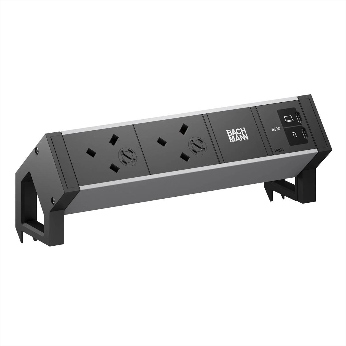Bachmann DESK2 ALU BLACK 2xUK 1xUSB BM0022067