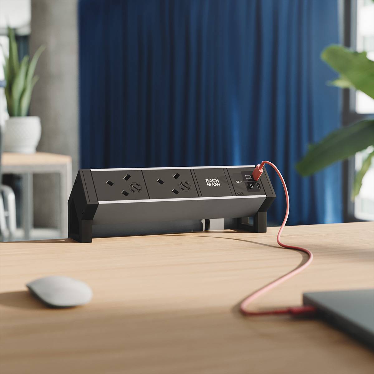 Bachmann DESK2 ALU BLACK 2xUK 1xUSB BM0022067
