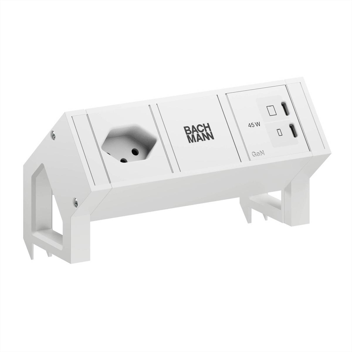 Bachmann DESK2 white 1xCH 90° 1xUSB BM0023880