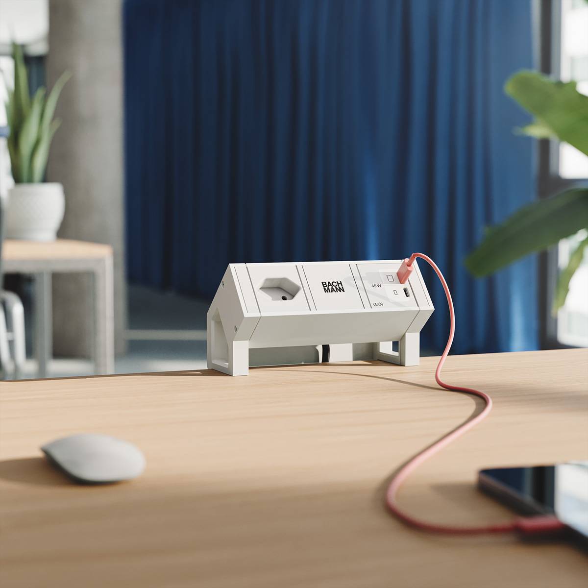 Bachmann DESK2 white 1xCH 90° 1xUSB BM0023880
