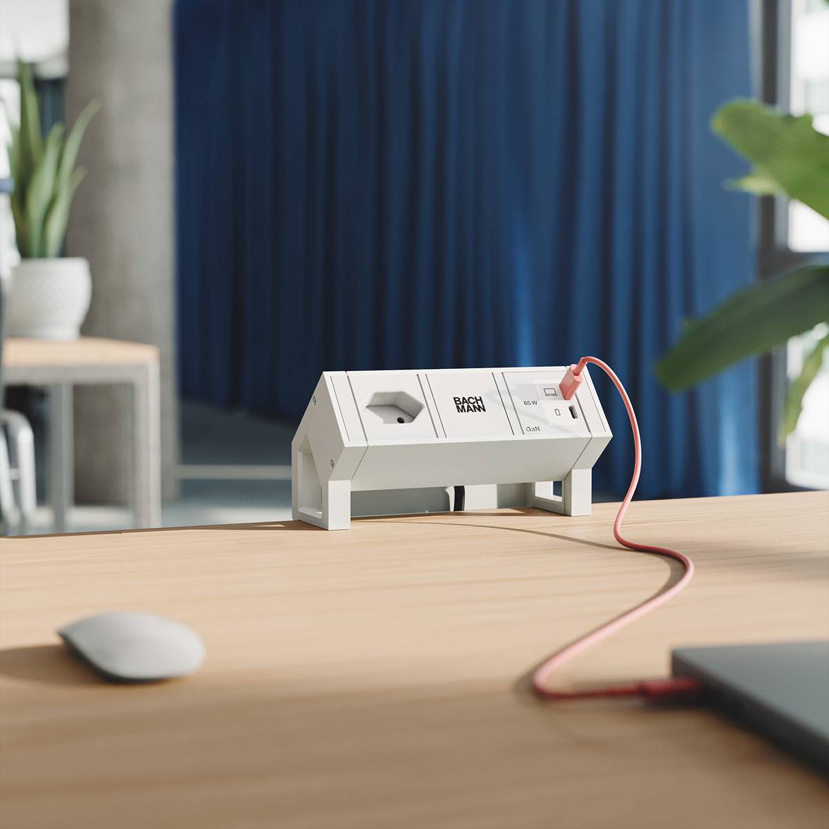 Bachmann DESK2 white 1xCH 90° 1xUSB BM0023885