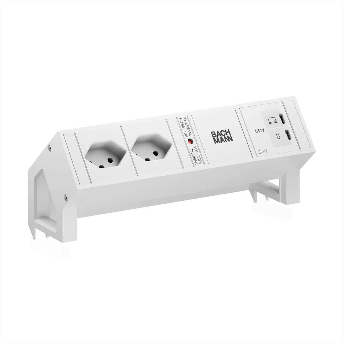 Bachmann DESK2 white 2xCH 90° 1xUSB BM0022101