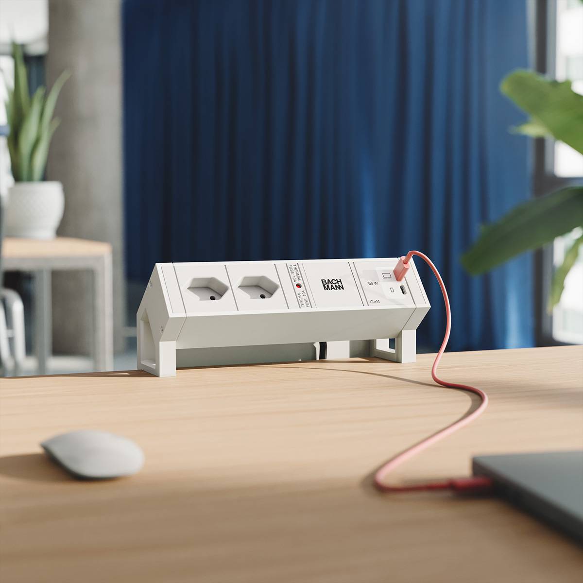 Bachmann DESK2 white 2xCH 90° 1xUSB BM0022101