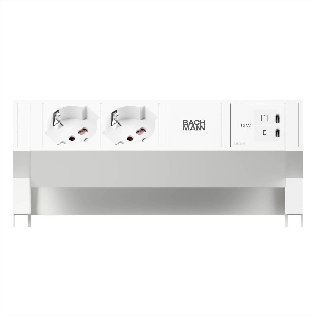 BACHMANN DESK2 white 2xP40, 1xUSB C/C 45W L=0,2m RAL9010