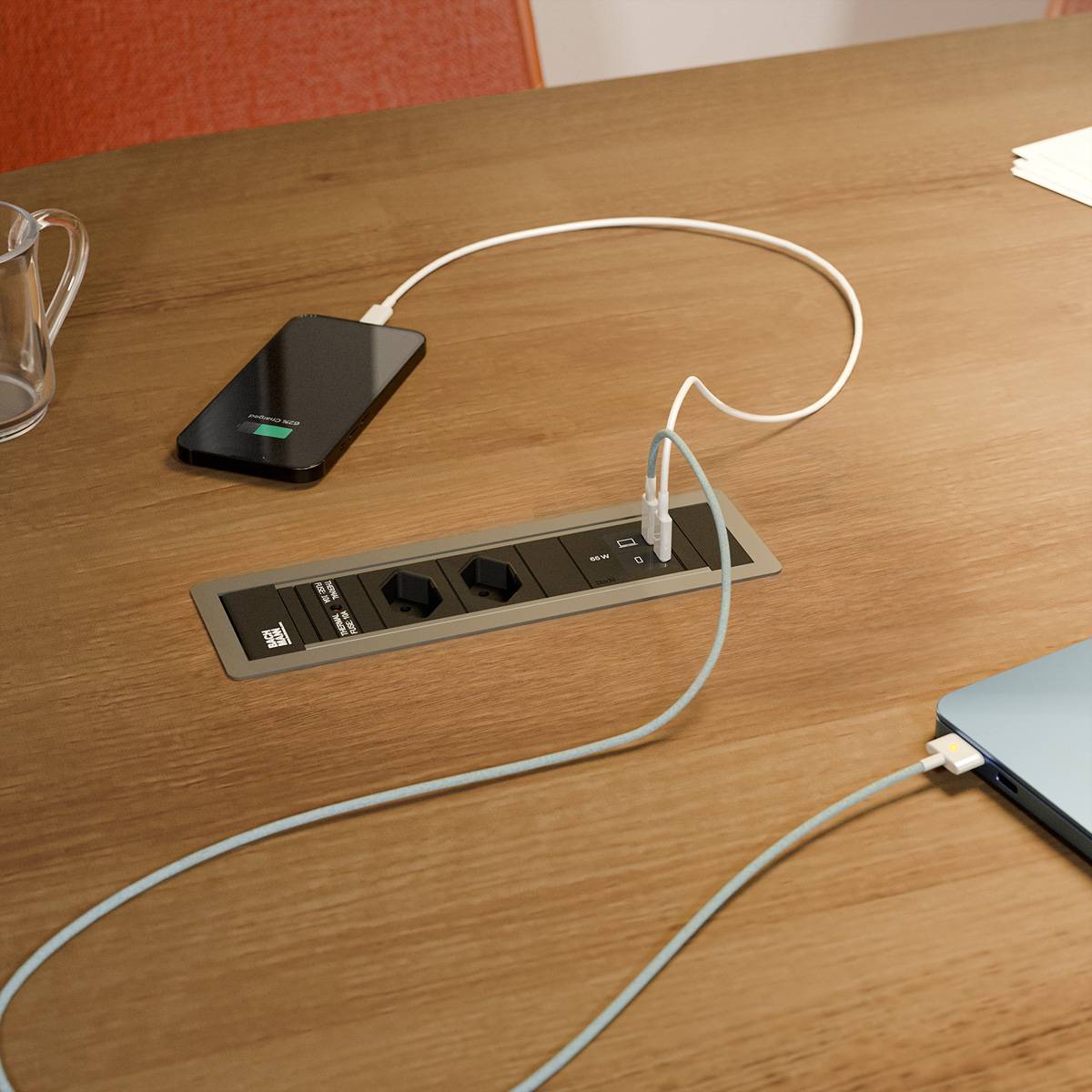BACHMANN POWER FRAME S 2xCH 0°, 1xUSB C/C 65W L=0,2m