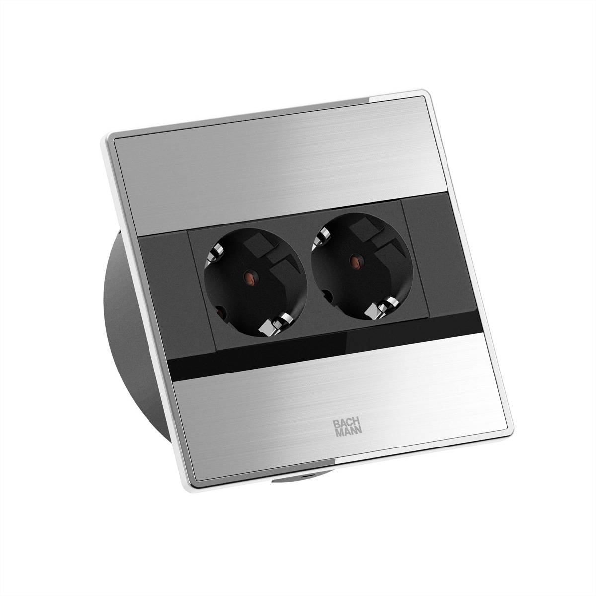 BACHMANN SENSE Edelstahl-Optik 2xCEE7/3, L=2,0m AEH