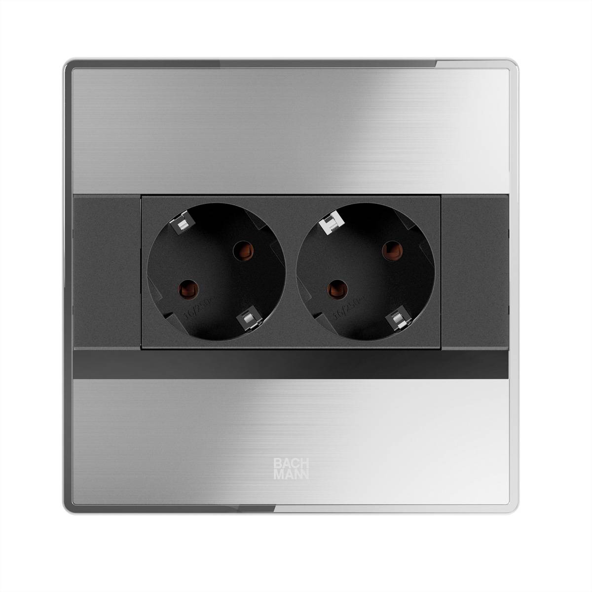 BACHMANN SENSE Edelstahl-Optik 2xCEE7/3, L=2,0m AEH