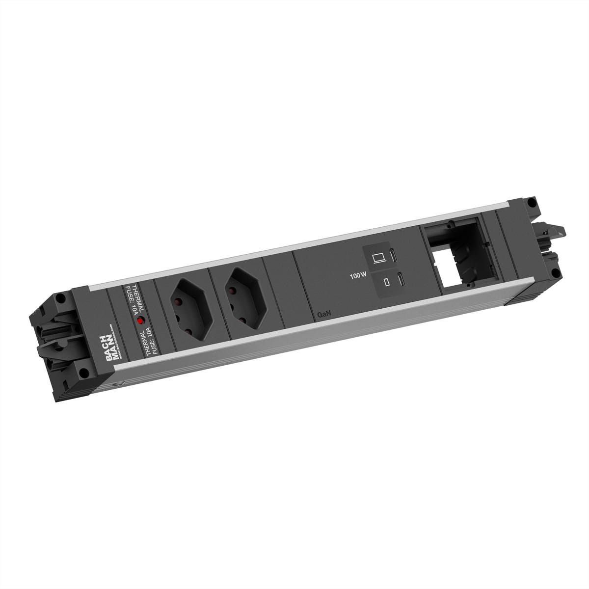 BACHMANN STEP ALU 2xCH 90°, 1xUSB C/C 100W 1xCM