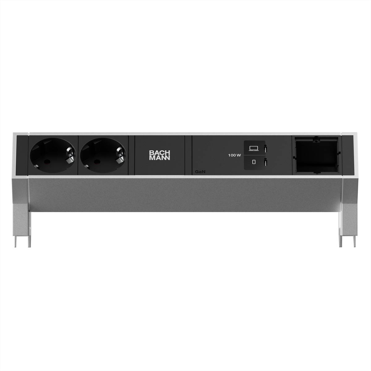 BACHMANN DESK2 2xCEE7/3 1xUSB C/C 100W, 1xCM L=0,2m INOX