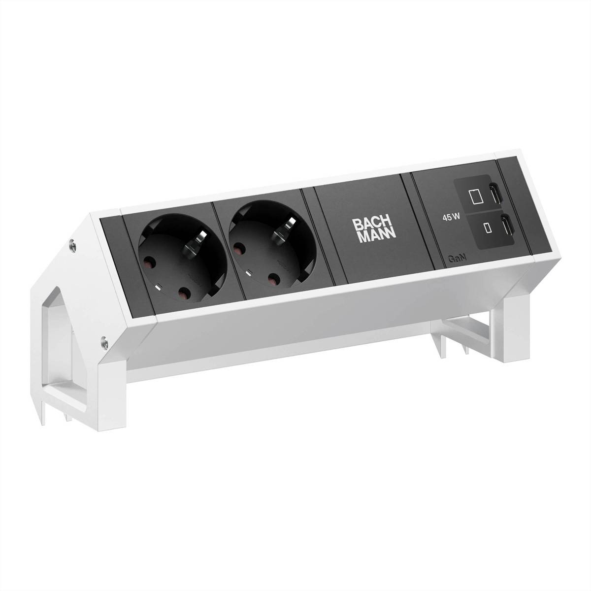 BACHMANN DESK2 2xCEE7/3 1xUSB C/C 45W, L=0,2m INOX