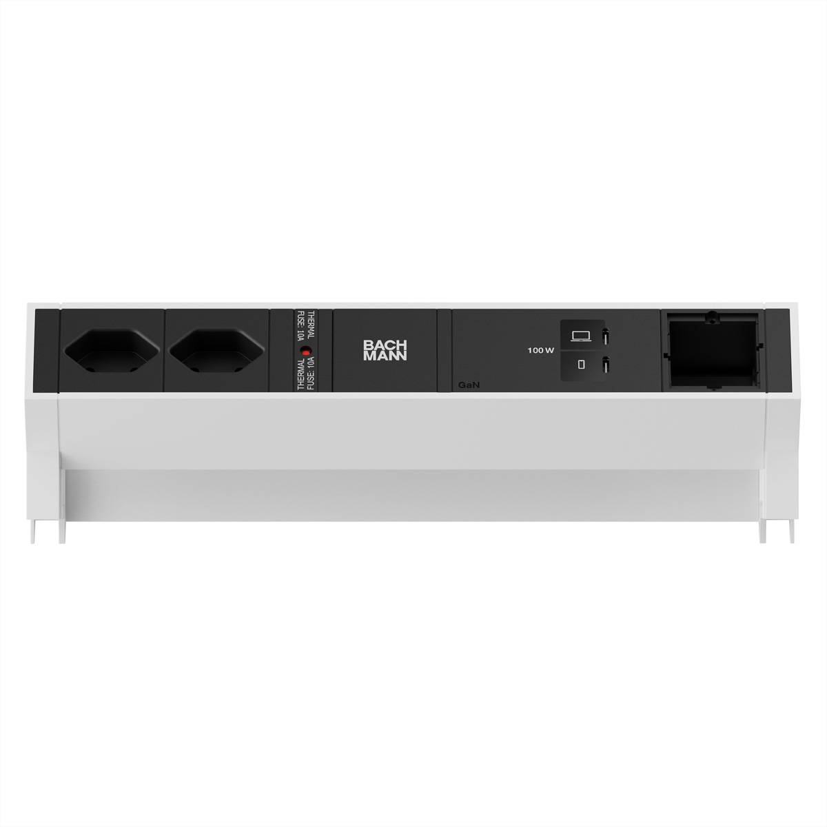 BACHMANN DESK2 2xCH 90° 1xUSB C/C 100W, 1xCM L=0,2m RAL9010