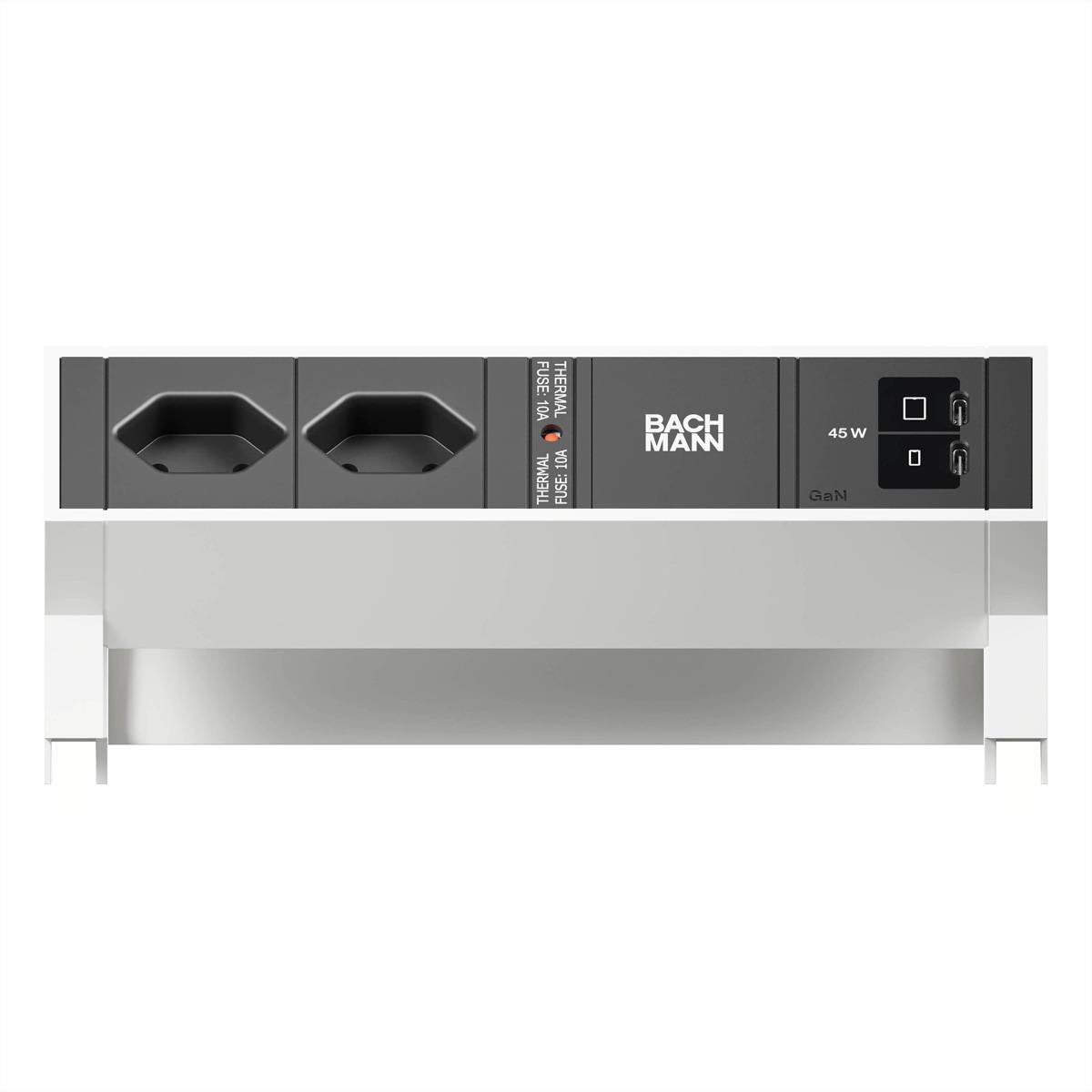 BACHMANN DESK2 2xCH 90° 1xUSB C/C 45W, L=0,2m RAL9010