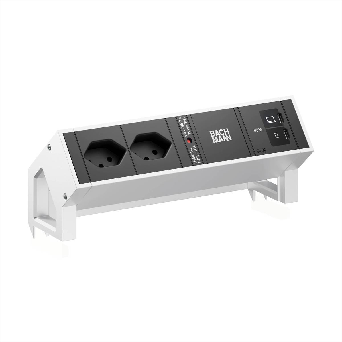 BACHMANN DESK2 2xCH 90° 1xUSB C/C 65W, L=0,2m INOX