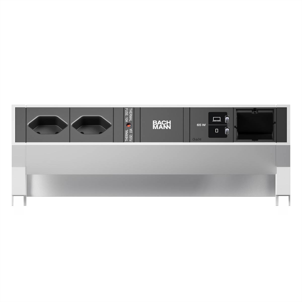 BACHMANN DESK2 2xCH 90° 1xUSB C/C 65W, 1xCM L=0,2m INOX