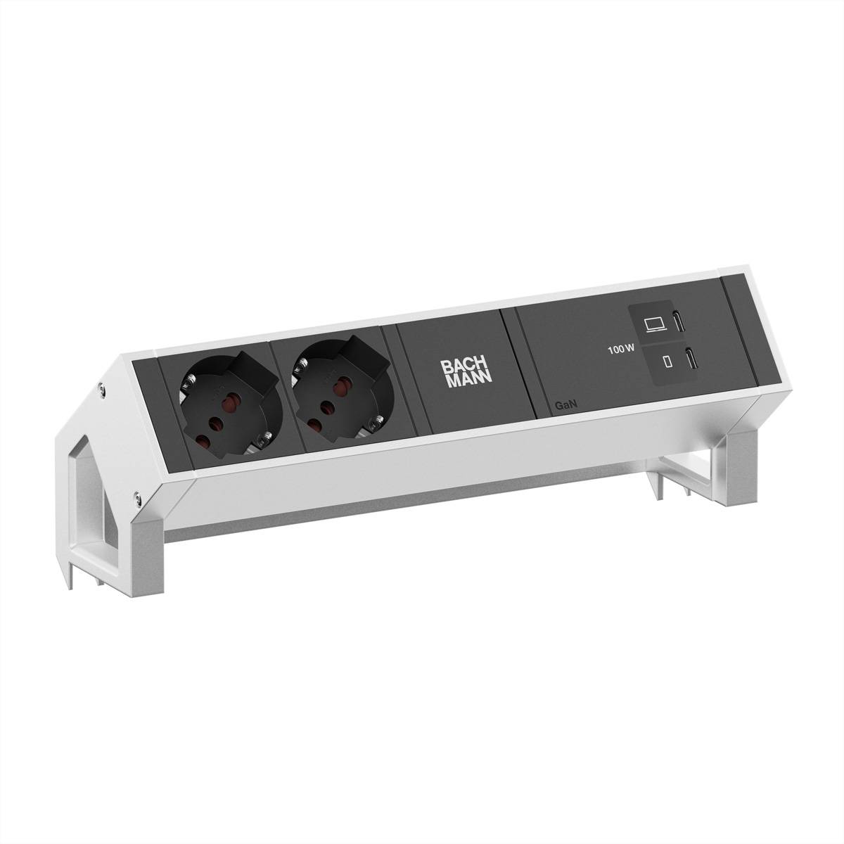 BACHMANN DESK2 2xP40 1xUSB C/C 100W, L=0,2m INOX