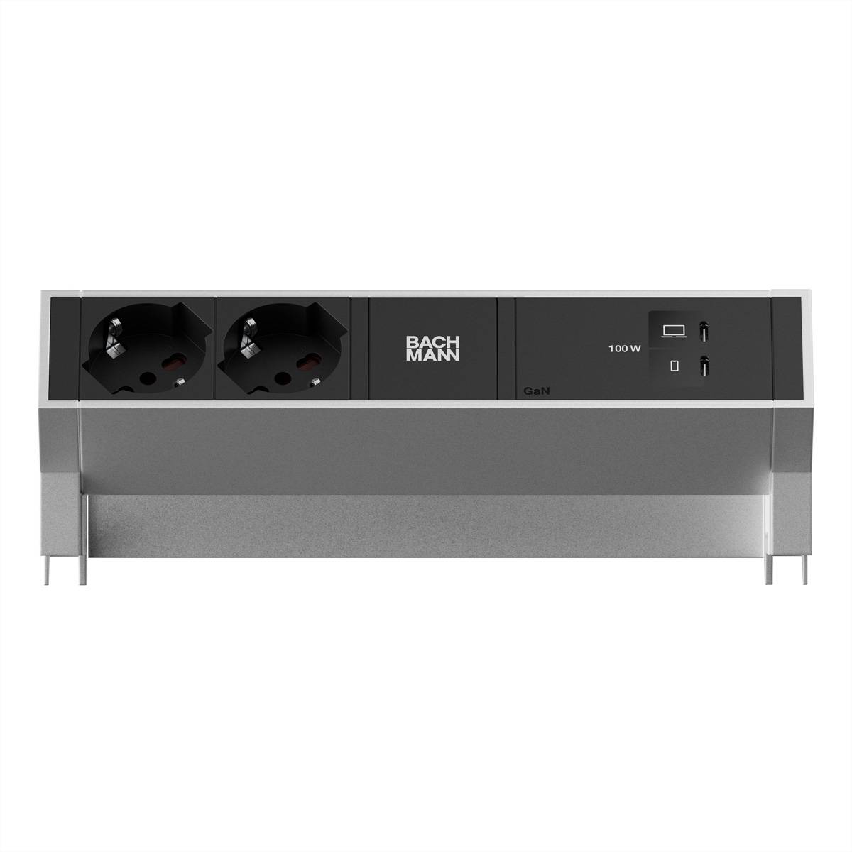 BACHMANN DESK2 2xP40 1xUSB C/C 100W, L=0,2m INOX