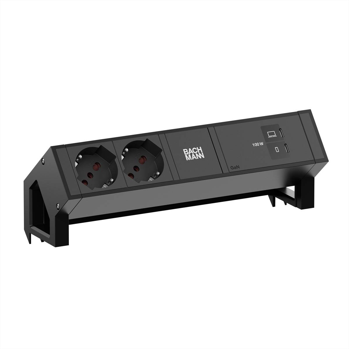 BACHMANN DESK2 2xP40 1xUSB C/C 100W, L=0,2m RAL9005